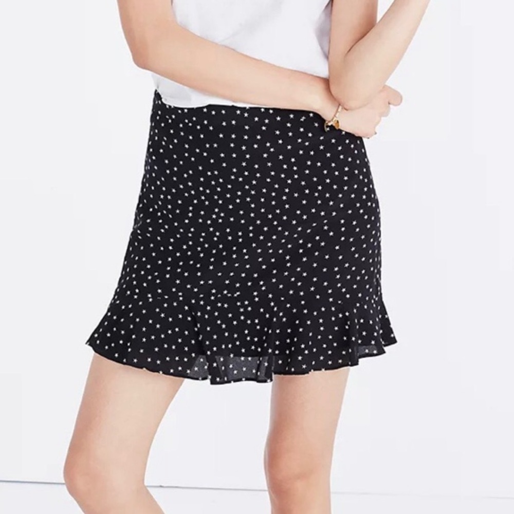Madewell Silk Black Star Patterned Women's Skirt